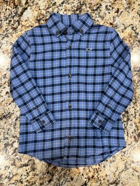 Vineyard Vines Blue and Black Plaid Button-Down Shirt